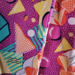 Super Soft LuLaRoe Teal Blue Pink Yellow Geometric  Print Leggings OS